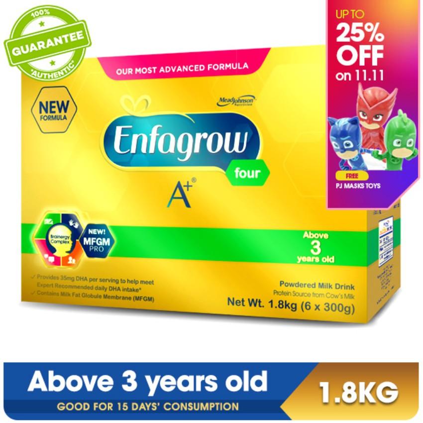 Enfagrow A+ Four Powdered Milk Drink For 3+ years old 1.8kg with FREE PJ Mask