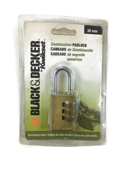 Black Decker by Kwikset Solid Brass Combination Padlock 30mm