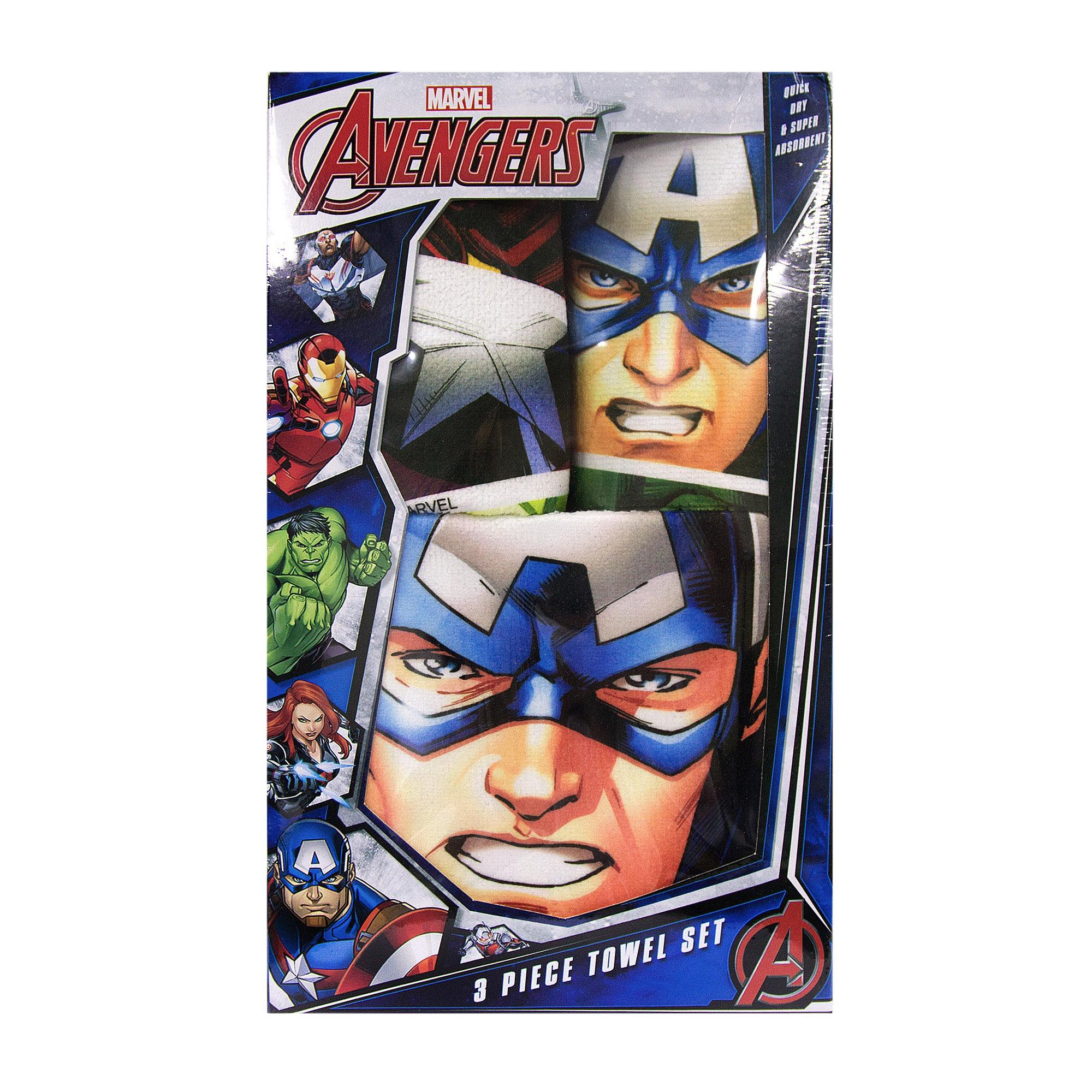 Marvel Avengers 3pc Towel Set (Bath, Hand, Face Towels)