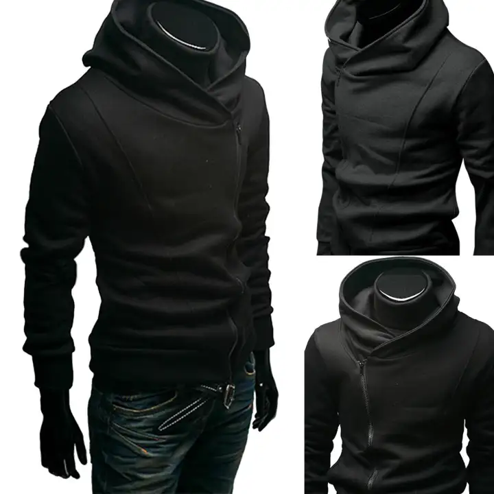 slim fit black zip up hoodie