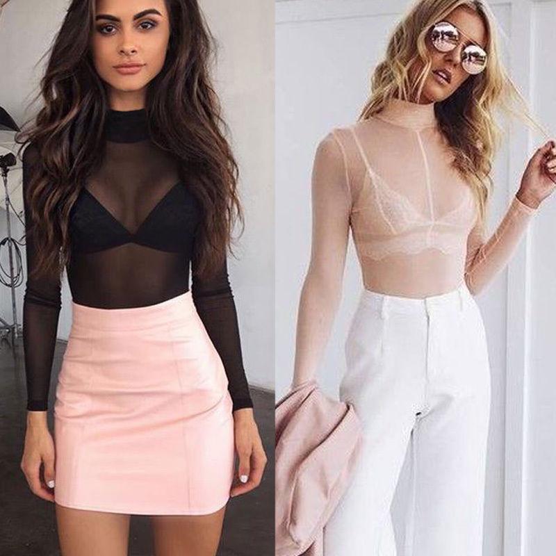 Summer Sexy Tops Women Sheer Mesh Long 