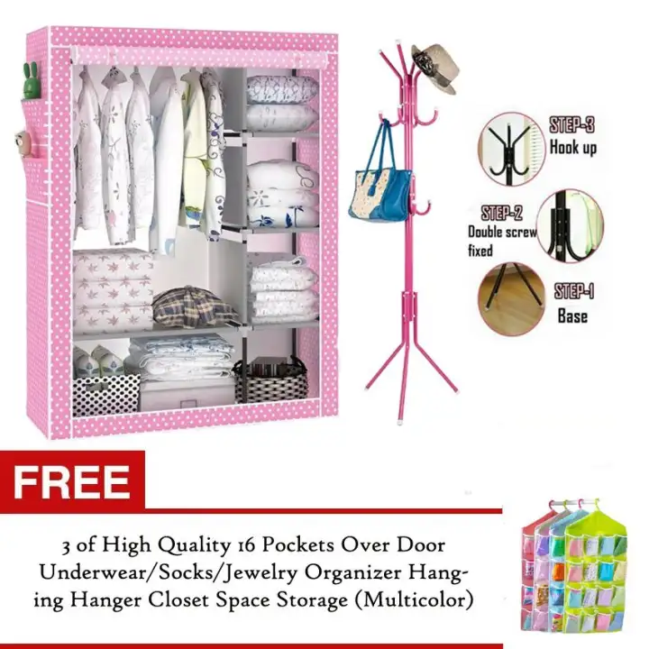 105 Diy Non Woven Foldable Portable Storage Cabinet And 12 Hooks