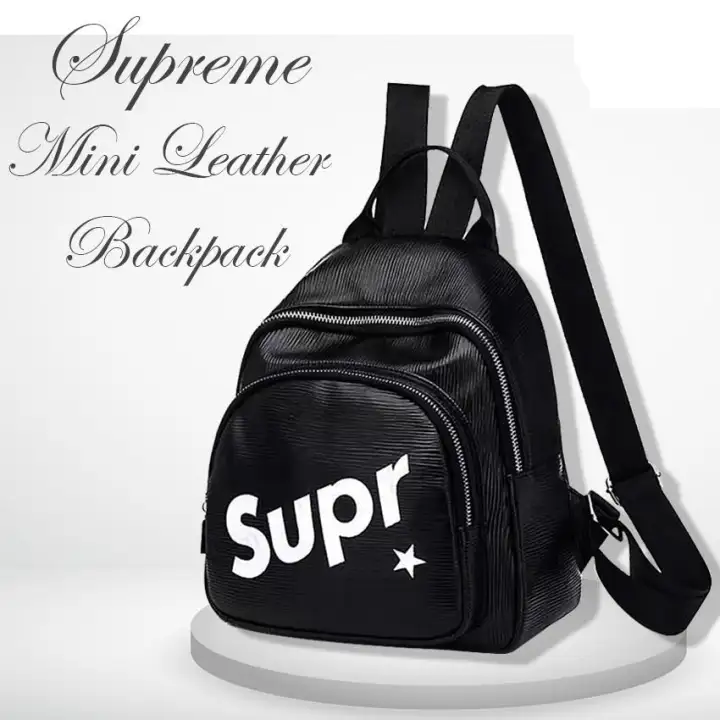 supreme black leather backpack