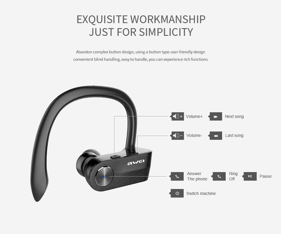 Awei T2 Wireless Bluetooth Double Cordless Waterproof In Ear