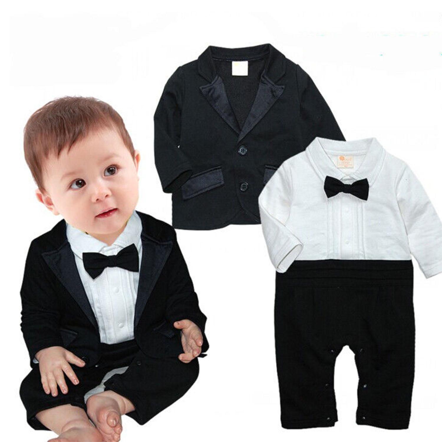 Baby Boys Gentleman Suit: Formal Birthday Outfit Set In Classic Black From Christening Dresses - Price 29.17
