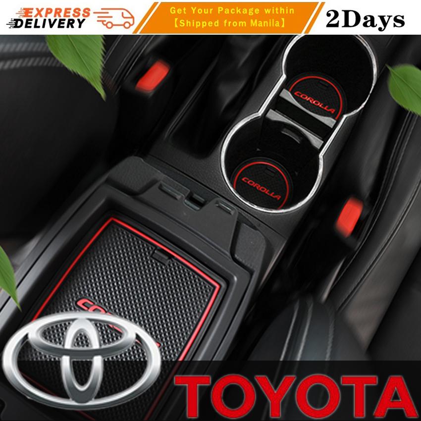 Red Interior Door Pad/Cup Non-slip mats 1set For Toyota Hilux Revo 2016 2017 
