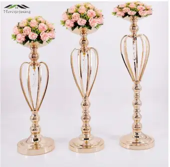 1pcs Metal Gold Candle Holders Road Lead Table Centerpiece Stand