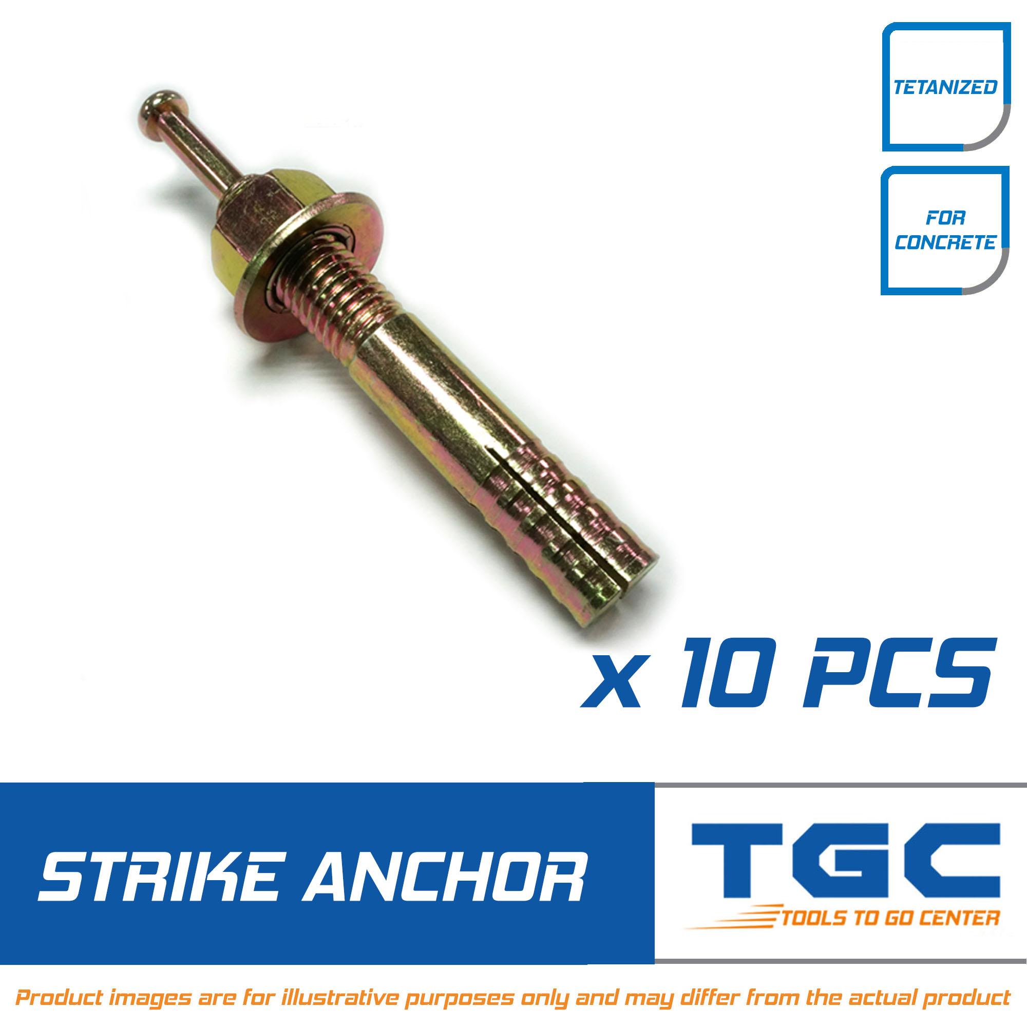 10PCS 1/4 inches Strike Anchor Tetanized Hit Anchor for Concrete Anchor ...