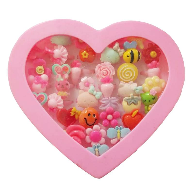 36 Pieces Children Cartoon Acrylic Resin rings Animals Flower Toy Rings