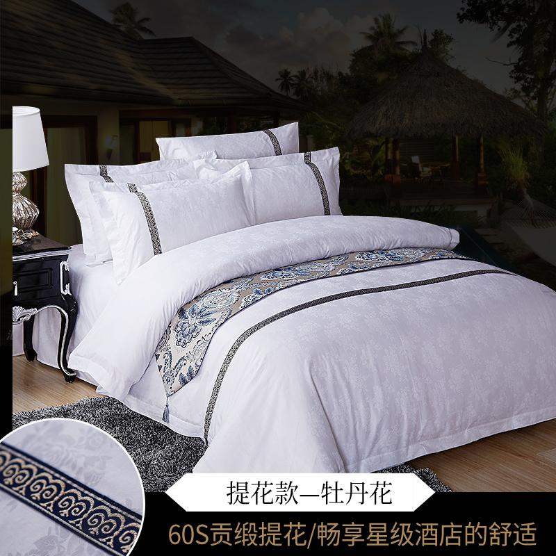 KHÁCH SẠN Ba Bộ Bốn Chiếc Trên Giường Cung Cấp 100% Cotton Phong Cách Châu Âu Bộ Đồ Dùng Trên Giường 60 Dệt Nổi 100% Cotton 1.8 M Ga Trải Giường Vỏ Chăn Hai Người