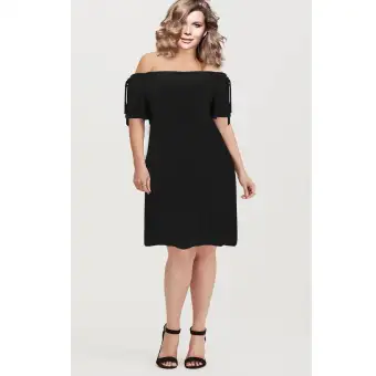 plus size plain black dress