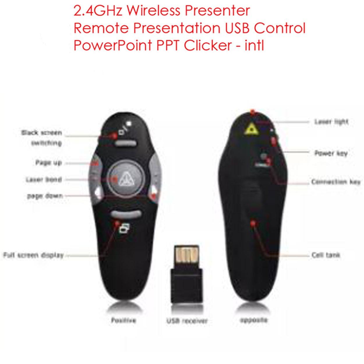 RF 2.4GHz Wireless Presenter Remote Clicker Presentation USB Control
