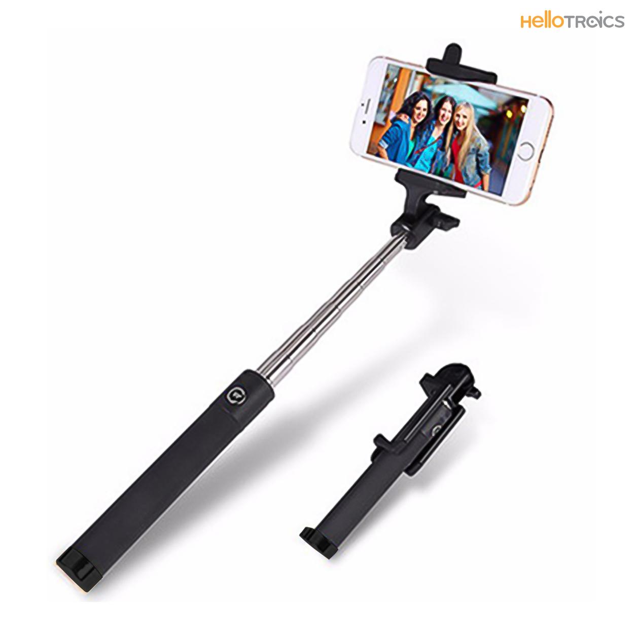 Integrated Foldable Smart Shooting Aid Wired Selfie Stick (Black)