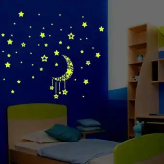 A Set Kids Bedroom Fluorescent Glow In The Dark Stars Wall