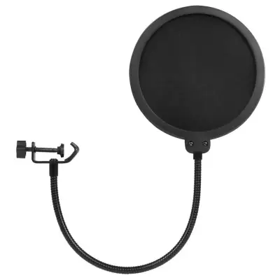 Zoo On Yoo Updated Microphone Pop Filter Dual Layer Mic Pop Shield with Clip Stabilizing Arm for Recording Vocals Home Studio Broadcasting