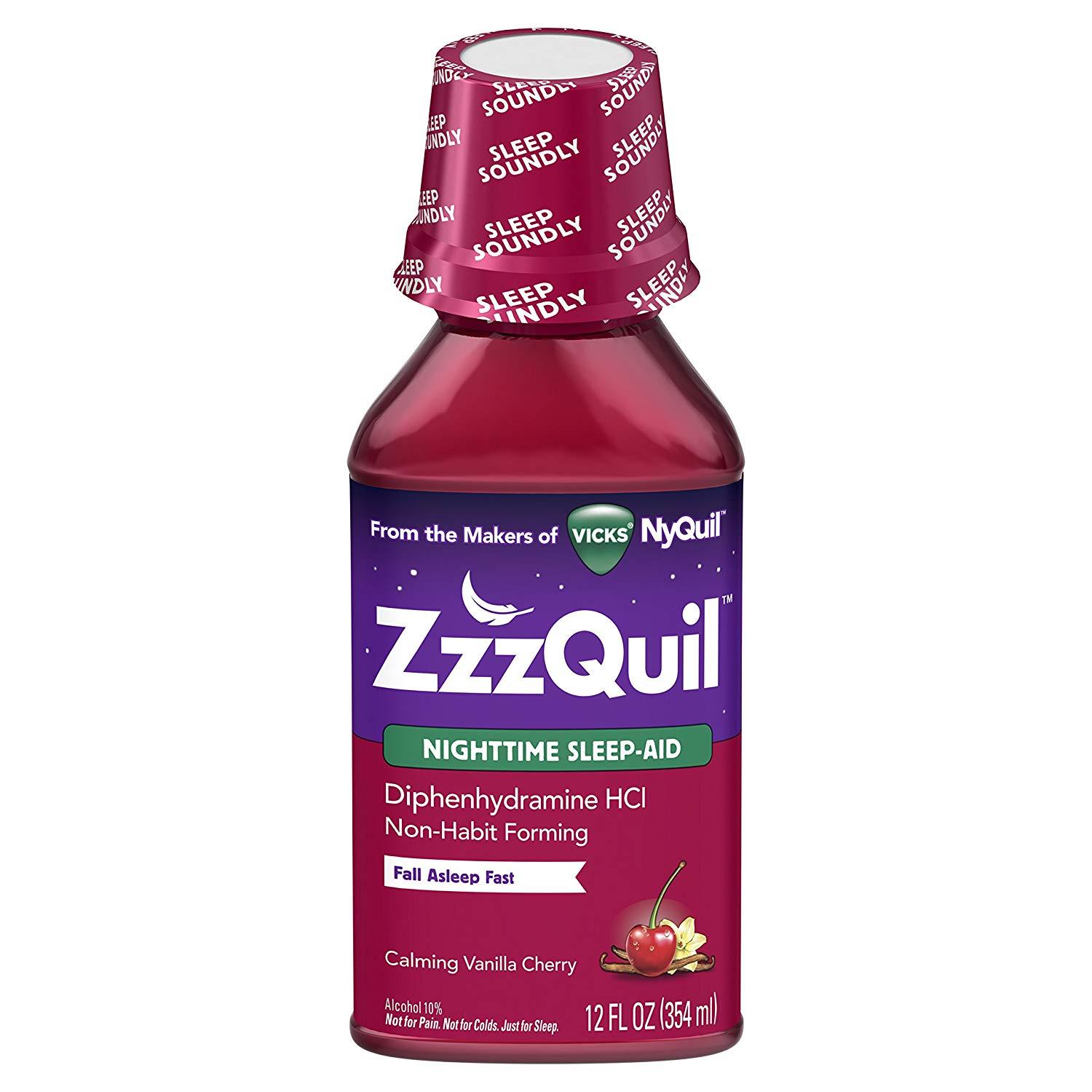 Vicks ZzzQuil Nighttime Sleep Aid, 354ml (Calming Vanilla Cherry Liquid