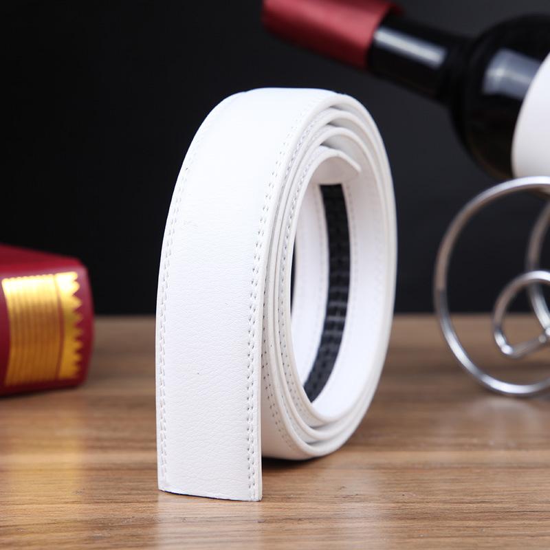 Men's Leather Automatic Buckle Belt Headless Belt White Business Youth Style Waist Chain