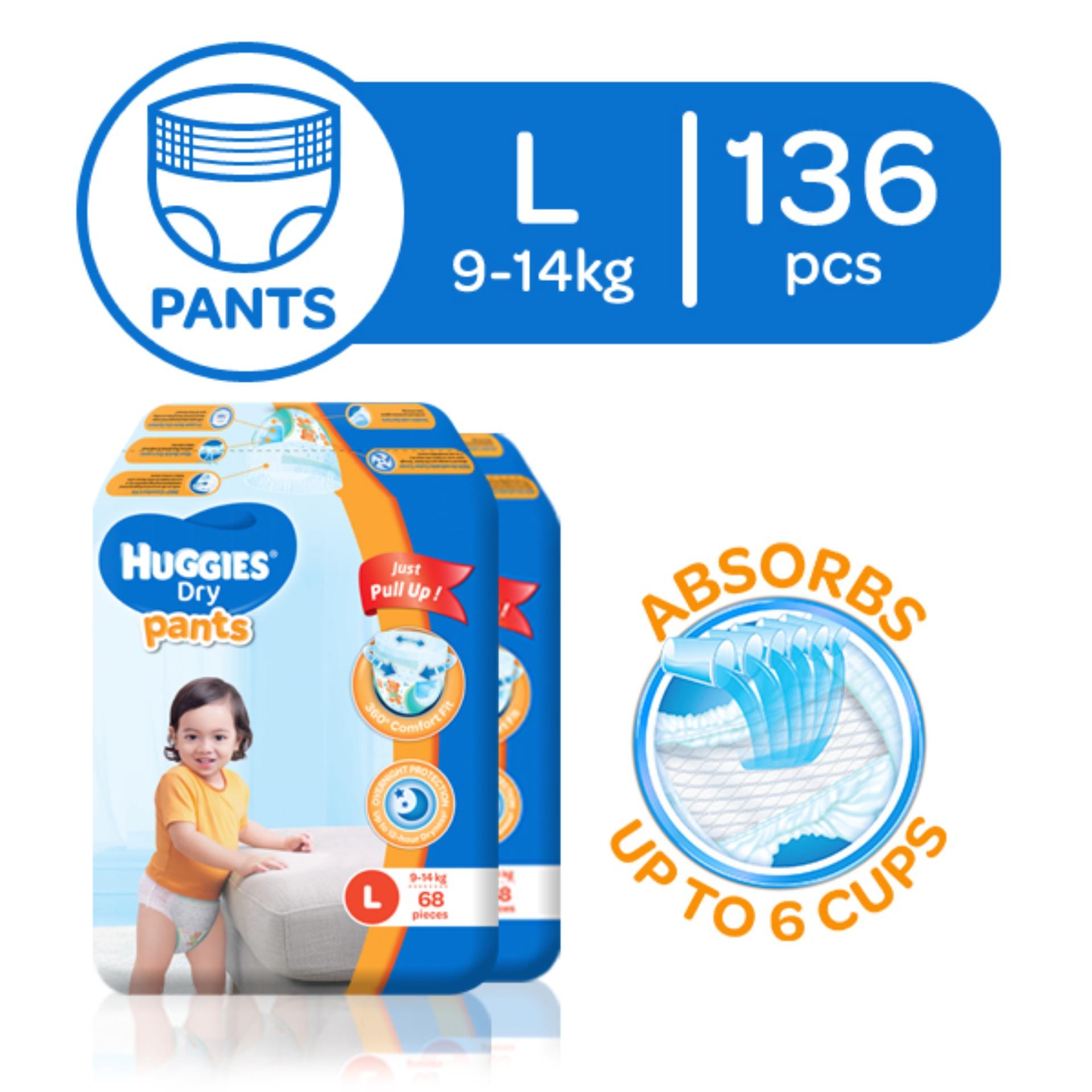 Huggies Dry Large (8-14 kg) - 68 pcs x 2 packs (136 pcs) - Diaper Pants