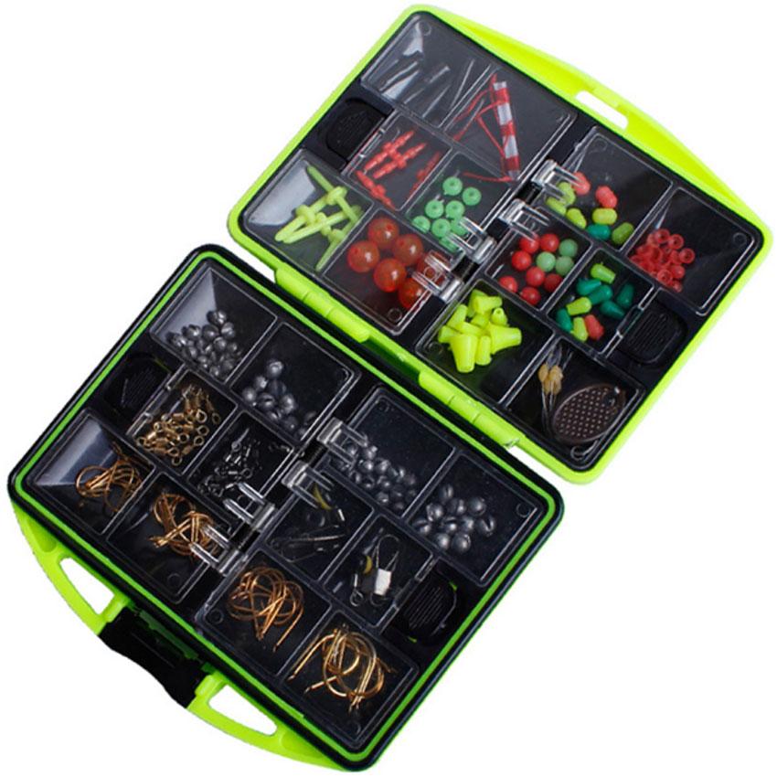 Marine rock fishing tackle boxes containing the fishhooks and fishing float road lure ring and other accessories