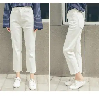 white high waisted capri pants