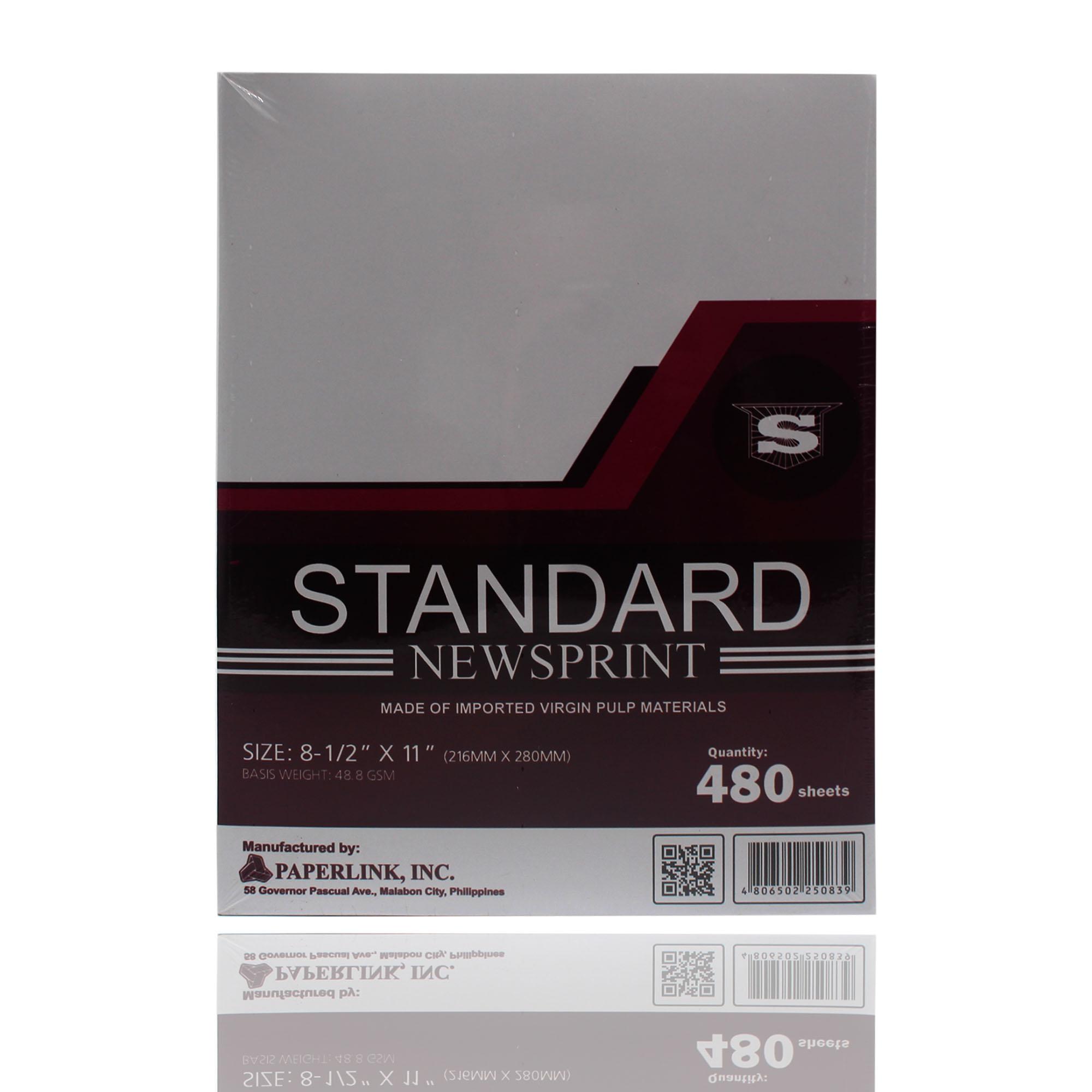Standard Newsprint 480 sheets (8 1/2" x 11") Lazada PH