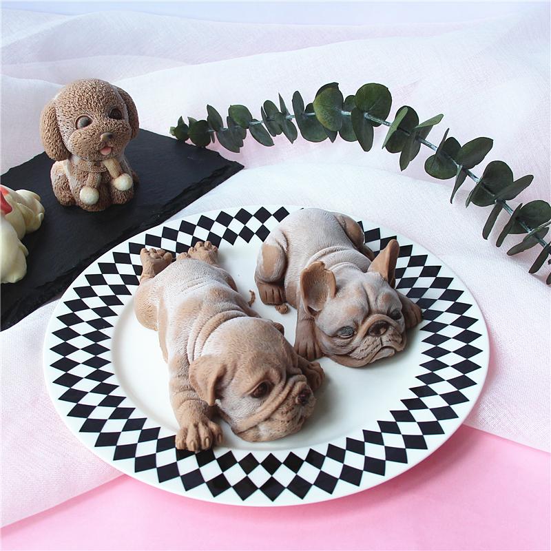 3D Silicone Sô Cô La Chó Shar PEI Bánh Mousse Bộ Tạo Khuôn Hình