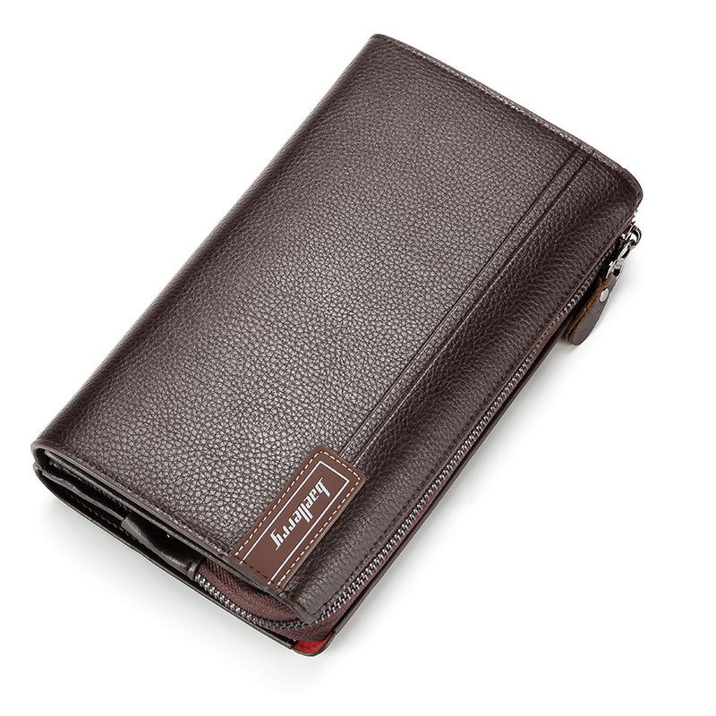 Baellerry Men's New Style Leather Clutch Business Casual Large-capacity Lychee Pattern Zipper Wallet