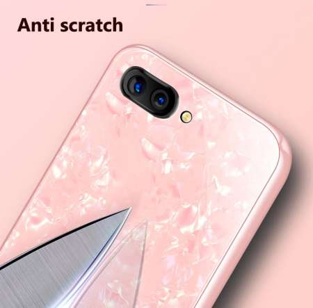 Hard Marbling Shell Protective Phone Case Tempered Glass Back Cover for OPPO A3S