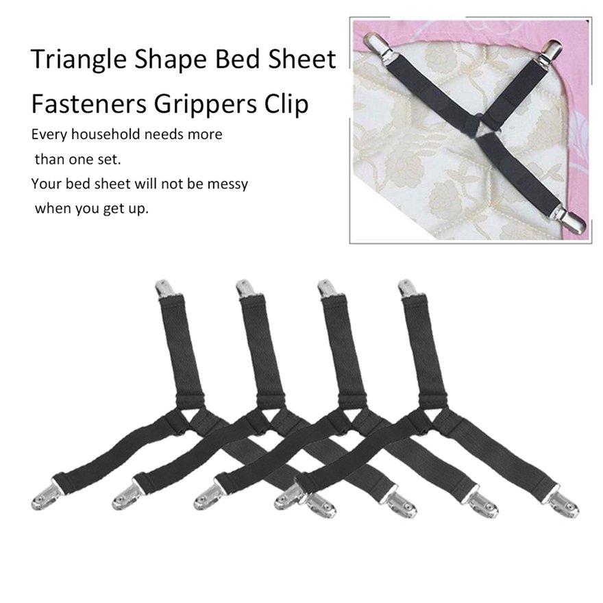 OBBB 4pcs/set Multifunctional Triangle Shape Bed Sheet Fasteners High Elastic Bed Sheet Fastener Grippers Clip Suspender