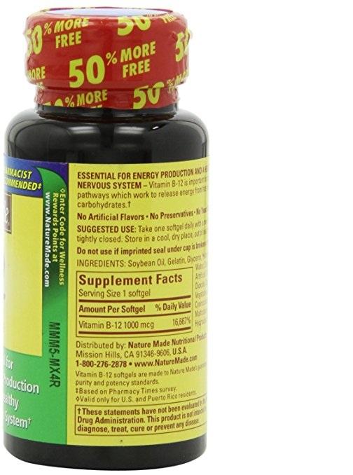 Nature Made Vitamin B12 1000 Mcg Softgels 90 Ct Review And Price