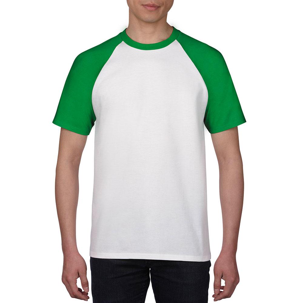 Gildan 76500 Premium Cotton Adult Raglan T-Shirt (White/Irish Green ...