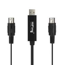 HiFing USB IN-OUT MIDI Cable One In One Out Interface 5 Pin Line Converter PC to Music Keyboard Adapter Cord Black - intl
