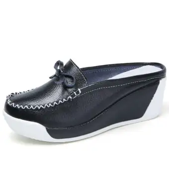 backless leather shoes