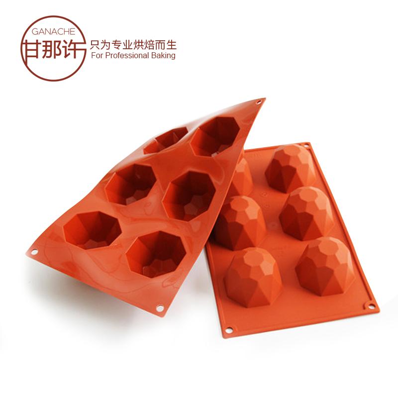 Gan Đó Xu Nướng KEREO KD-049 6 THẬM CHÍ Kim Cương Silicone Khuôn Khuôn Bánh Bánh Mousse Khuôn