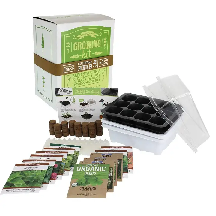 Culinary Indoor Herb Garden Starter Kit Deluxe 12 Non Gmo