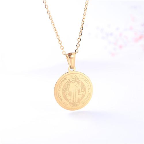 LSjewelry Stainless gold plated ST. Benedict Necklace