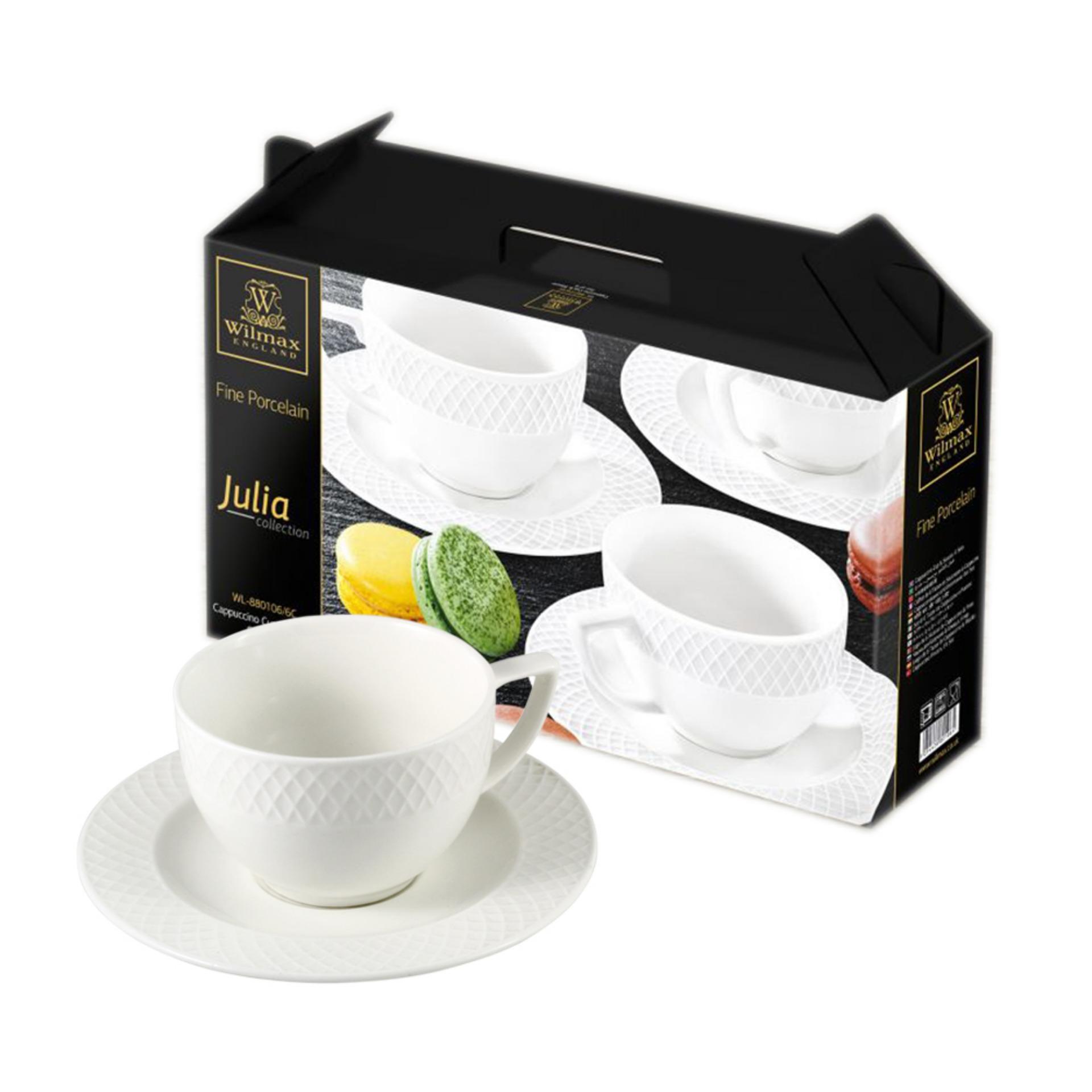 White 6 Oz  180 Ml Cappuccino Cup & Saucer – Wilmax Porcelain