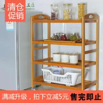 Kitchen Shelves Landing Multilayer Storage Hotel Hot Pot Cai Jia Zhu Solid Wood Restaurant Car Beauty Salon Mobile Cart - 