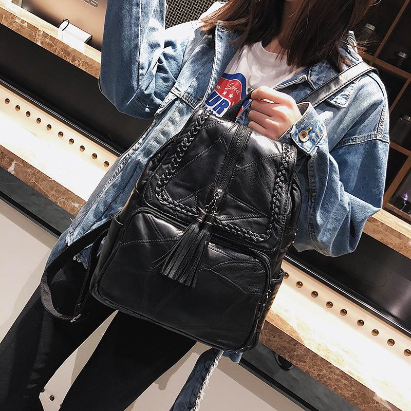 UISN MALL Korean Leather backpack (black) 024 review and price