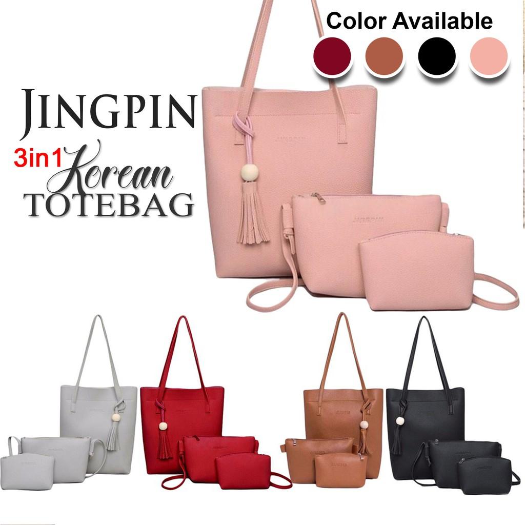Korean 3in1 Jingpin Leather Tote Bag Sling Bag #301 review and price