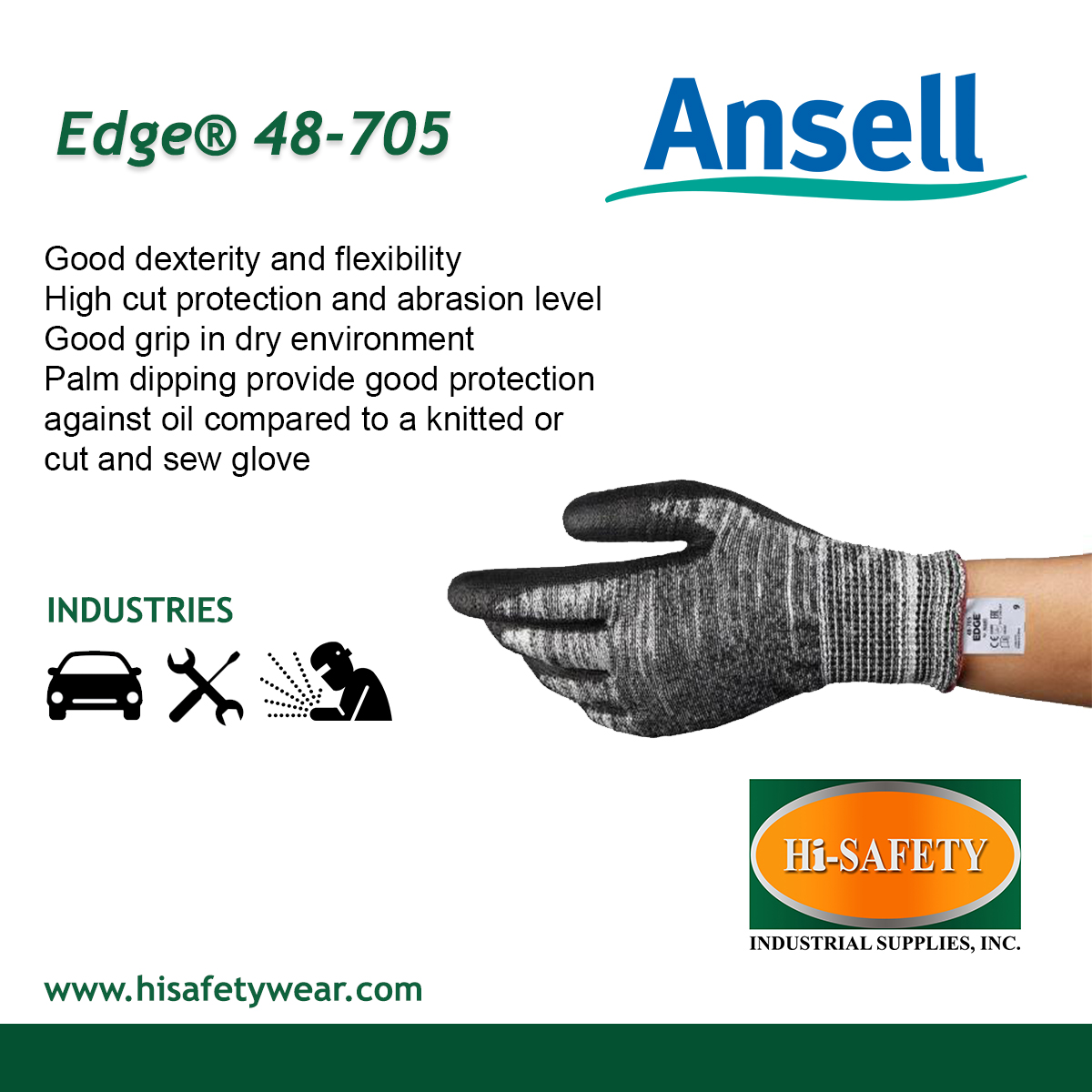 EDGE® 48705 ANSELL ANTICUT GENERAL PURPOSE SAFETY GLOVES Lazada PH
