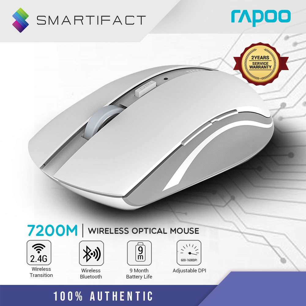 Rapoo 7200M Silent Bluetooth 3.0, 4.0 and 2.4G 10M Silent Multiple Mode  Optical Wireless Mouse | Lazada PH