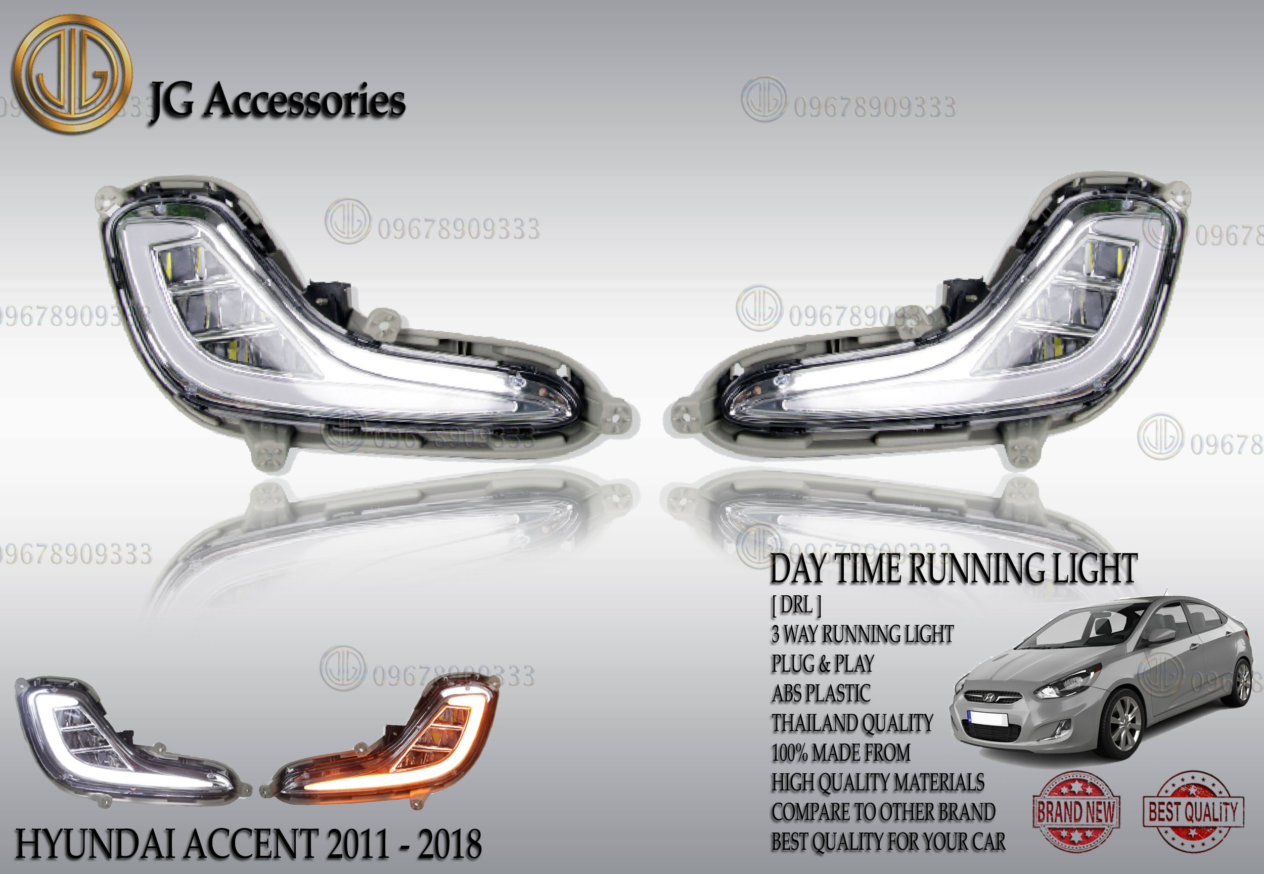 HYUNDAI ACCENT 2012 2013 2014 2015 2016 2017 2018 FOG LAMP COVER [ DRL ...