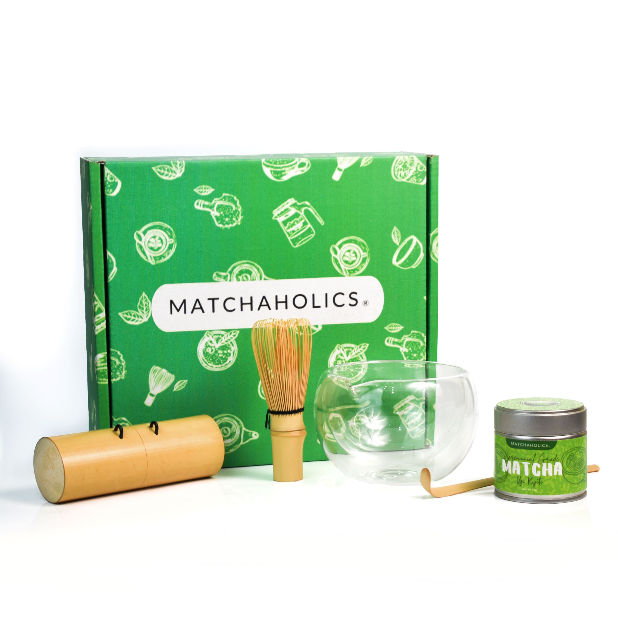 Matcha set Uji with whisk holder and 30g premium organic matcha