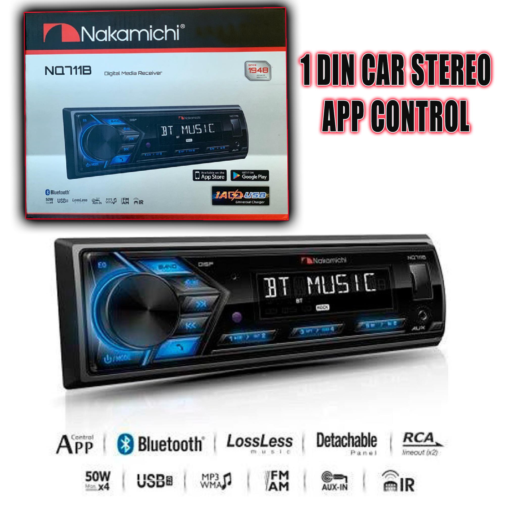 Car Stereo Nakamichi NQ711B 1Din Car Multimedia USB BT APP Control | Lazada  PH