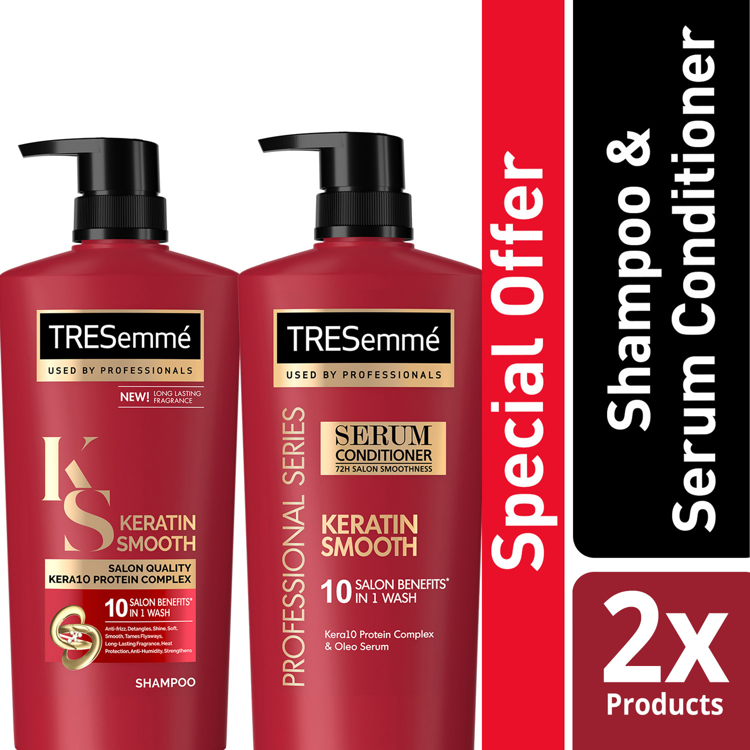 Tresemmé Keratin Smooth Anti Frizz Shampoo And Hair Conditioner 620ml With Kera10 Protein