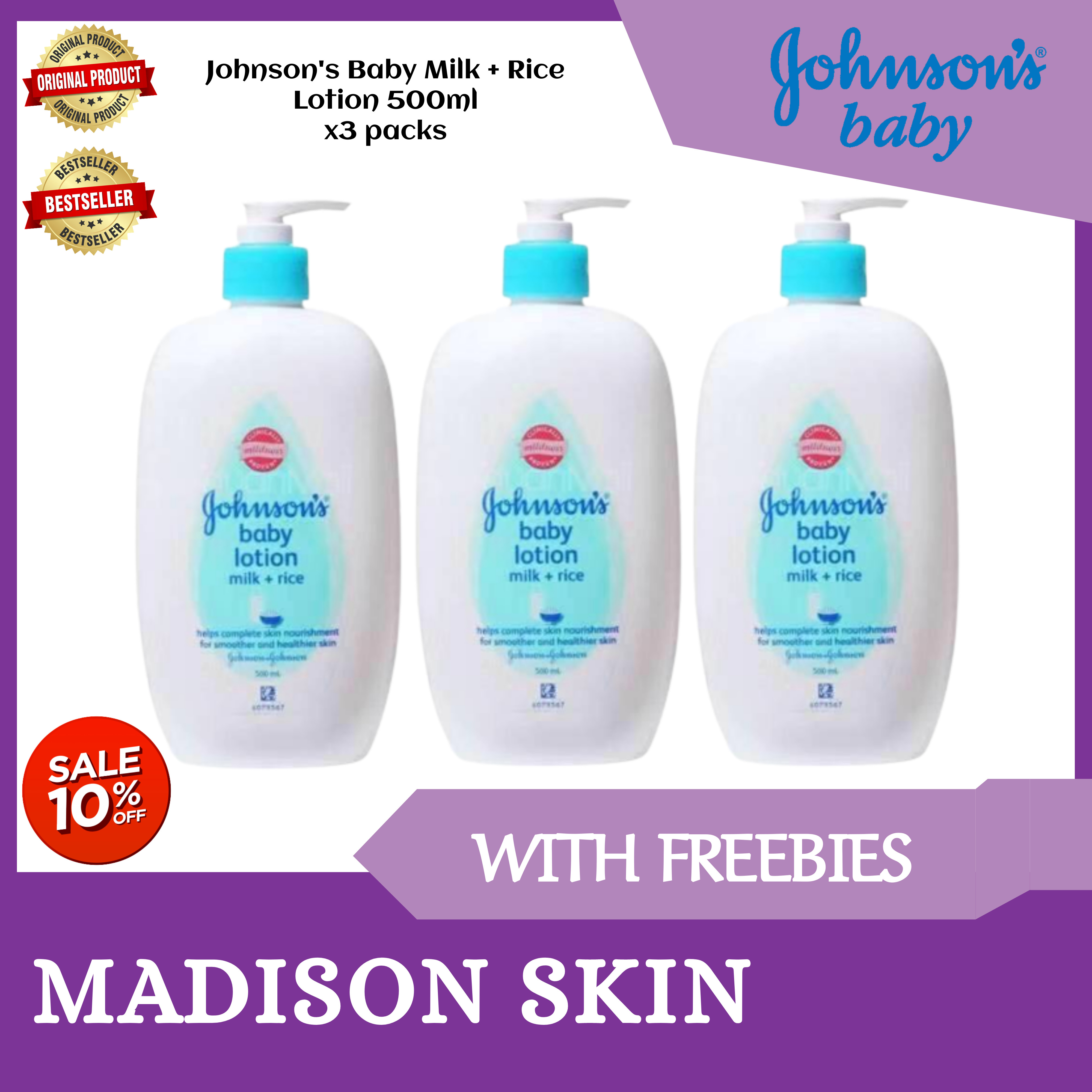 Johnson's Baby Milk + Rice Lotion 500ml Lazada PH