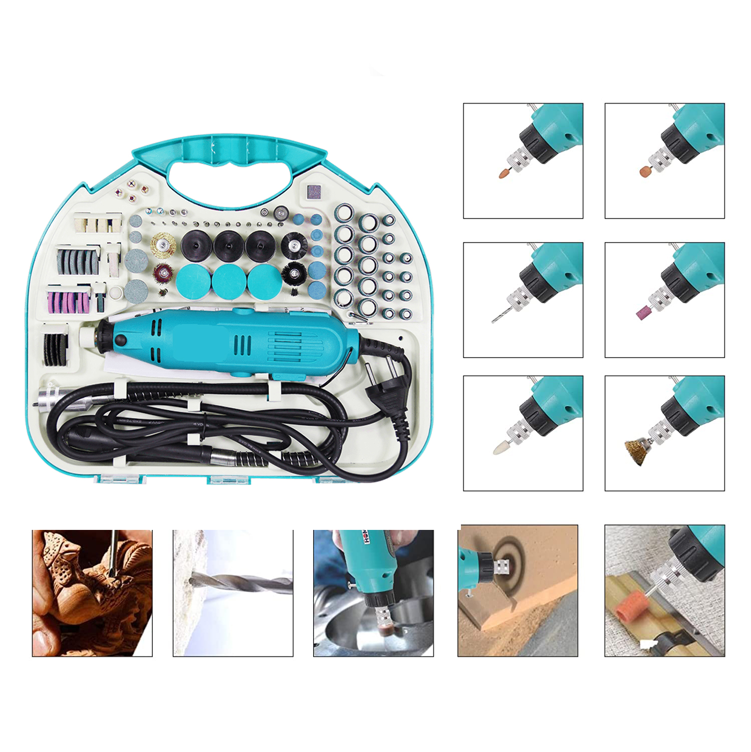 EPH 211pcs Mini Rotary Grinder Electric Drill Multi Tool Set DMZ1