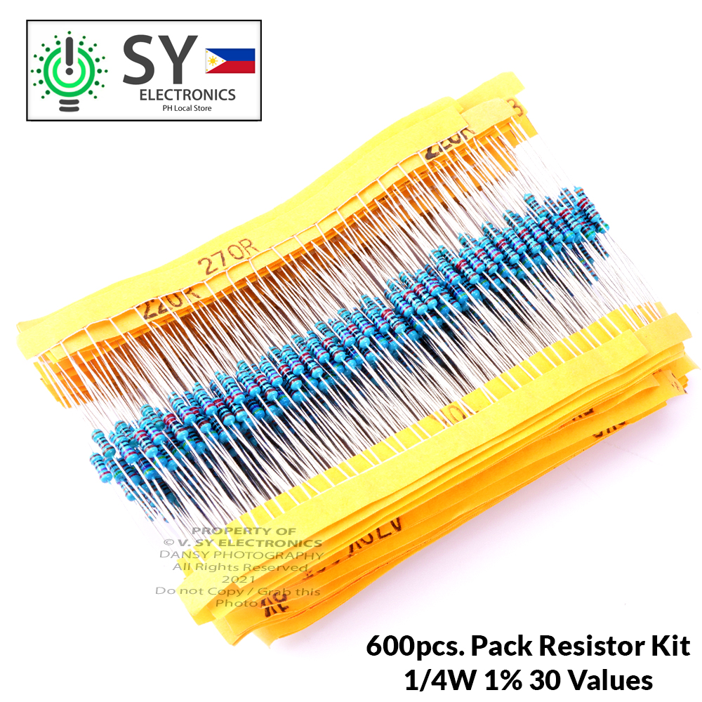 600pcs. Resistor Kit 1/4W 1% Tolerance Metal Film Assorted 30