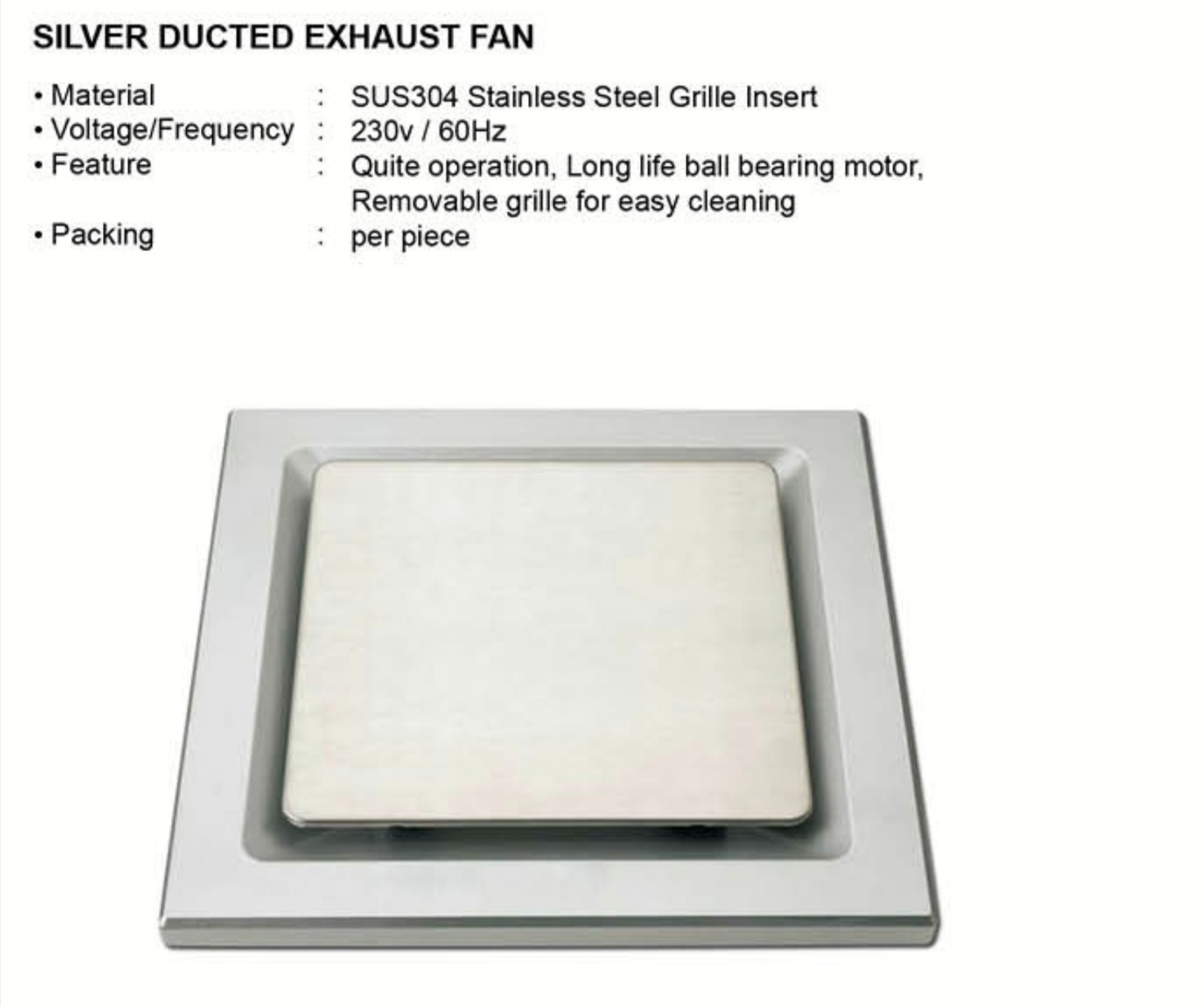 VORTEX ORIG BRAND CEILING MOUNTED EXHAUST FAN SUS304 STAINLESS GRILL